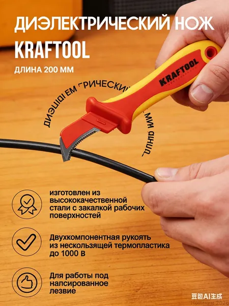 Нож для снятия изоляции с пяткой Smartbuy, стриппер, 200 мм, нож электрика