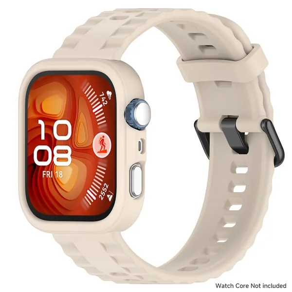 Силиконовый ремешок + защитный чехол, подходит для Huawei Watch Fit 4 Pro. Двухрядная застежка обеспечивает ,воздухопроницаемость и предотвращает накопление пота. Спортивный ремешок.