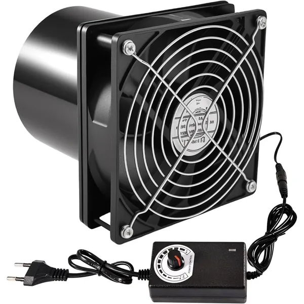 Вентилятор 100 мм, "12V", с регулировкой скорости, 3000 об/мин. Для ванной, туалета, кухни / теплицы, с евровилкой