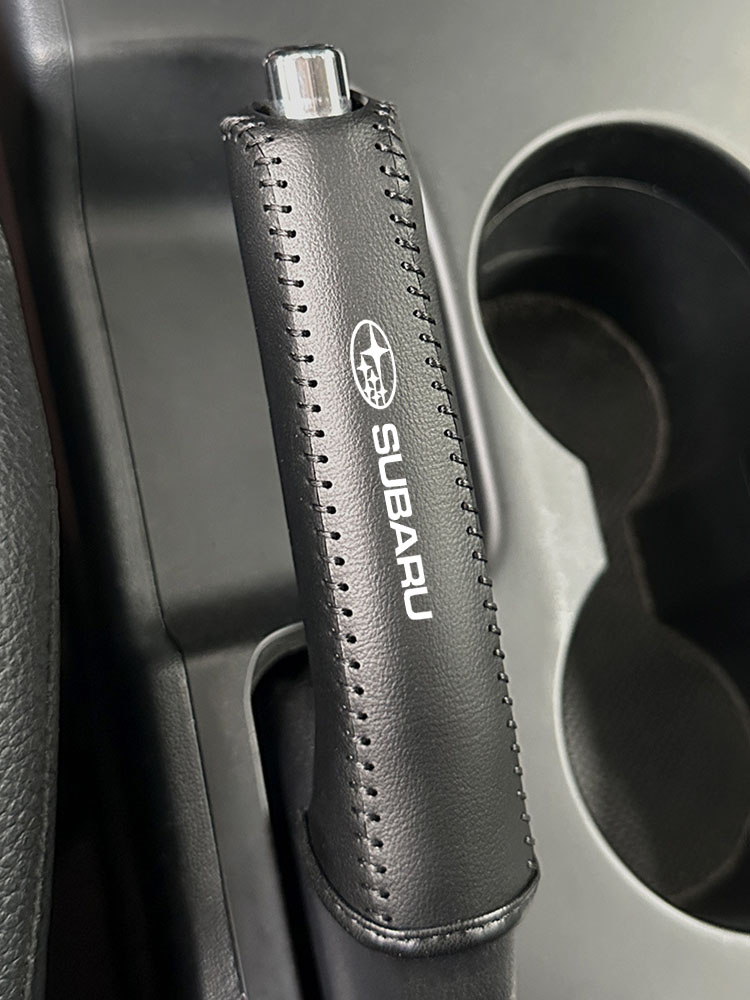 Накладка на ручной тормоз автомобиля Subaru, изготовленная из высококачественной натуральной кожи, черный аксессуар для салона.