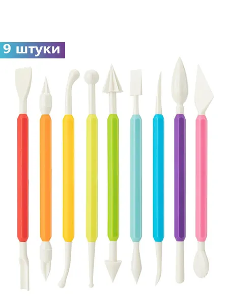 Набор из 9 пластиковых двухсторонних инструментов для лепки, инструменты для полимерной и самозатвердевающей глины, декора кондитерских изделий, набор для рукоделия для детей и взрослых начинающих