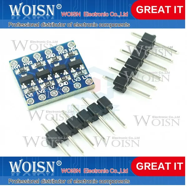 1шт 5V-3V IIC UART SPI and other 2-channel 4-channel 8-channel level conversion modules high-speed full duplex bidirectional Тип опции доставки: Level conversion module (4-channel blue)
