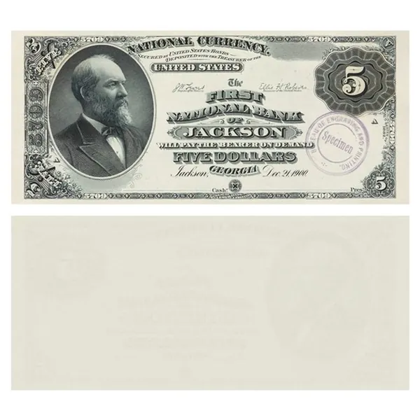 5 долларов 1900 Jackson США Джорджия, серия А, надпечатка образец, копия