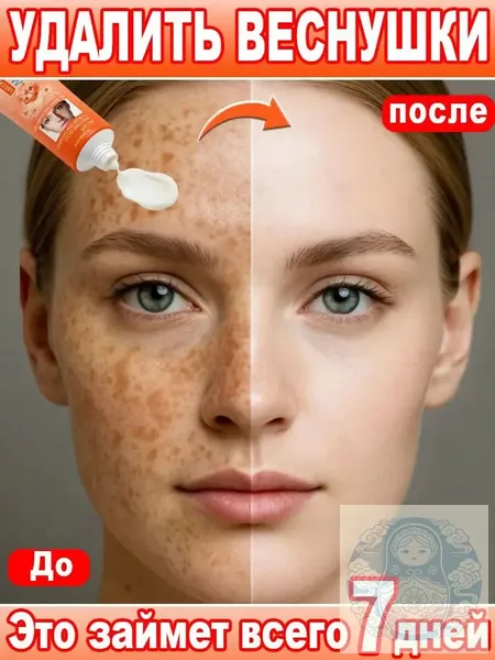 Отбеливающий и осветляющий крем. Используется для удаления веснушек, пигментных пятен и мелазмы; выравнивания тона кожи; устранения трудноудаляемых темных пятен и пигментации.20 г