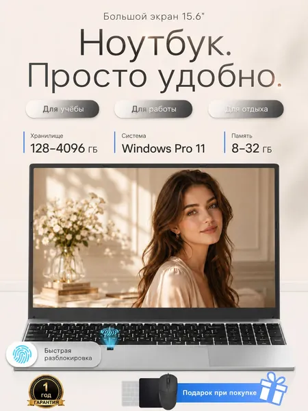 Vicyoung Windows Pro 11、Ryzen 3、Русская раскладка、офисный гарнитур Ноутбук 15.6", AMD Ryzen 3 3200U, RAM 16 ГБ, SSD 256 ГБ, AMD Radeon Vega 3, Windows Pro, серебристый, Русская раскладка