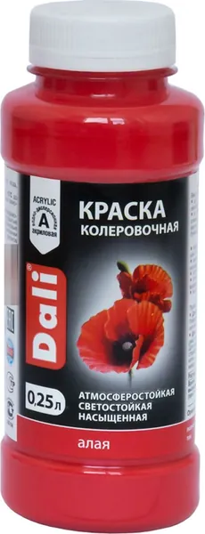 Колер для краски Dali / Дали атмосферостойкий, светостойкий, насыщенный, цвет алый, 0.25л / строительство и ремонт