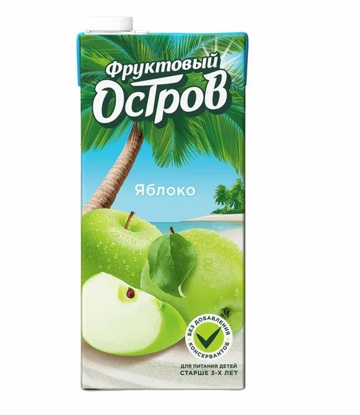 Фруктовый остров Напиток сокосодержащий, Яблоко-виноград, 0,93 л