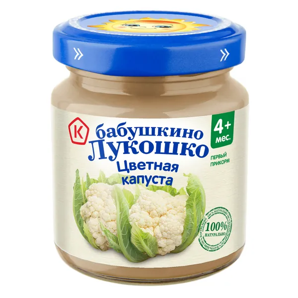 Пюре овощное Бабушкино лукошко с 4 месяцев, цветная капуста, 100 г x 6