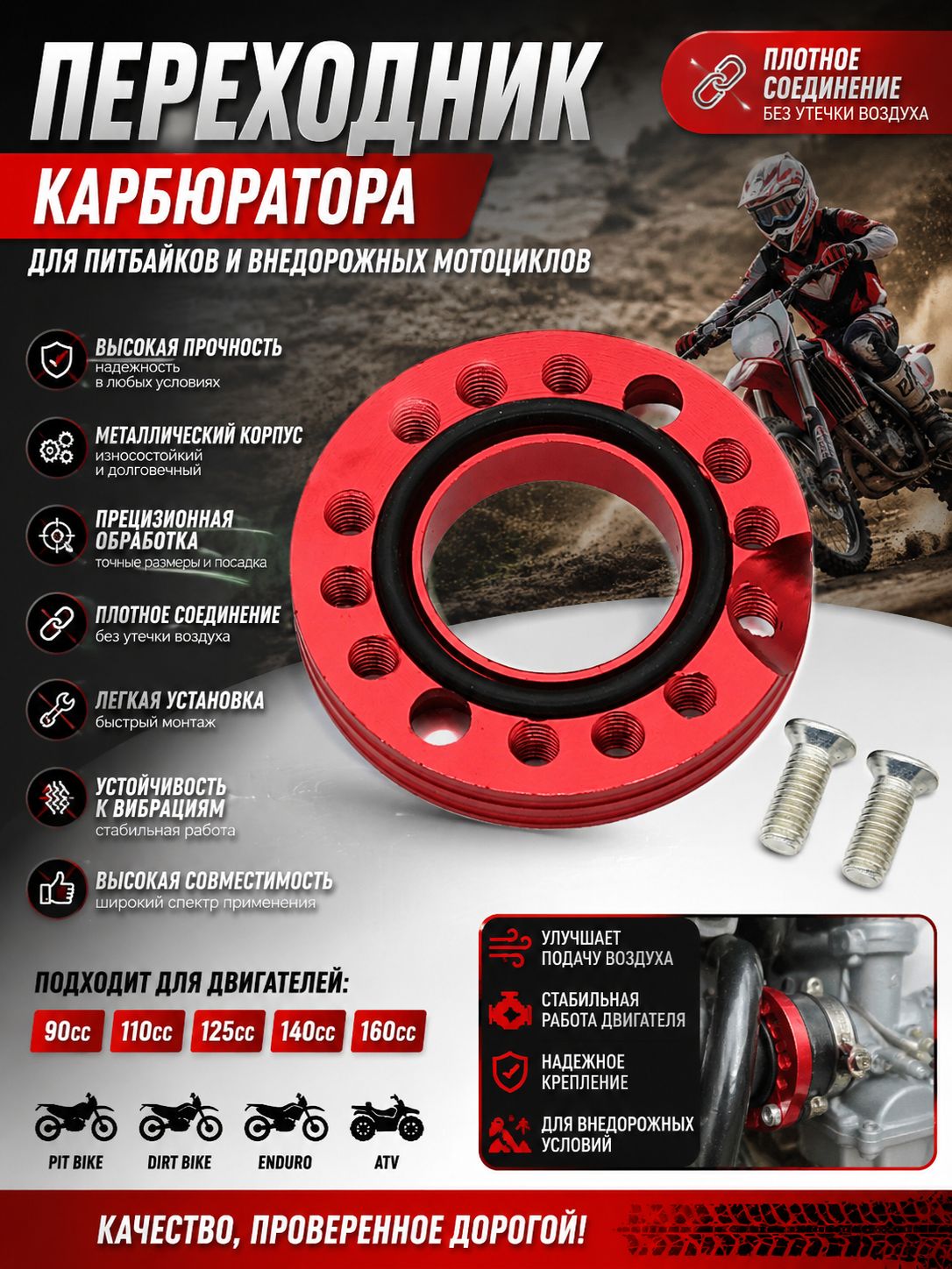 Адаптер впускного коллектора карбюратора Spinner Plate для ATV, квадроцикла и питбайка 90cc 110cc 125cc 140cc 160cc, металлический переходник карбюратора, тюнинг мотоцикла