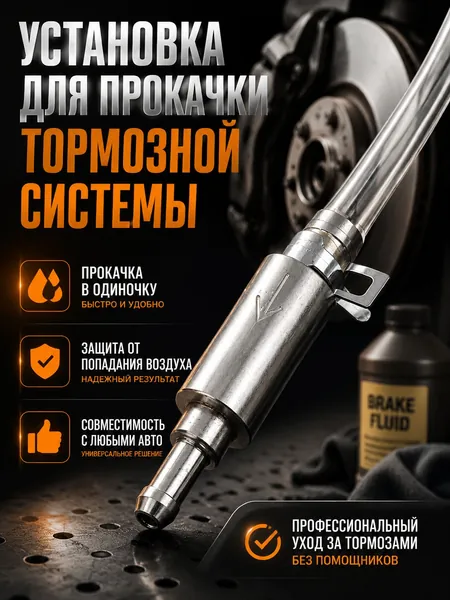 Клапан для прокачки тормозной системы, набор с всасывающей трубкой и удобным подключением шланга для удаления воздуха при обслуживании рабочих цилиндров и сцепления в гидравлике