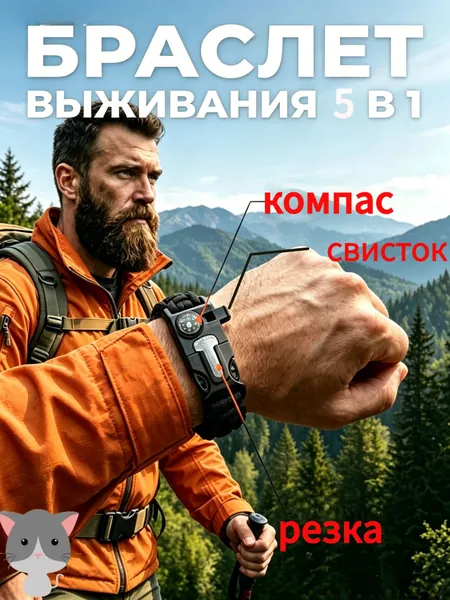 Выживальный браслет 5 в 1
