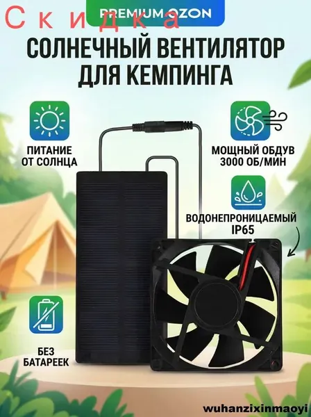 Малый вытяжной вентилятор на солнечной энергии, 3000 об/мин, водонепроницаемый, IP65 подходит для дома, автофургона, теплицы и домашних животных