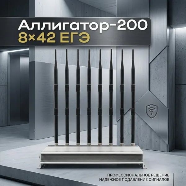 Подавитель мобильной связи Аллигатор-200 8х42-ЕГЭ (A10180VS) для ЕГЭ и ОГЭ, блокировка смартфонов, мобильного интернета, Wi-Fi 2.4/5 ГГц, предотвращение передачи данных во время экзаменов