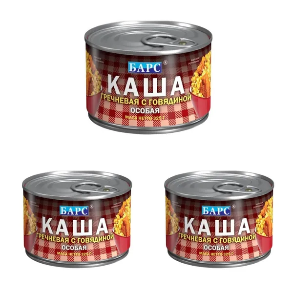 Каша гречневая Барс (набор 3шт по 325 гр) с говядиной