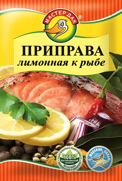 Приправа лимонная к рыбе 15 г, универсальная сухая приправа, Мастер Дак