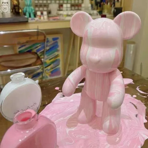 Набор для творчества мишка с красками Bearbrick fluid art 23 см(Белый, черный, красный) 1 pcs