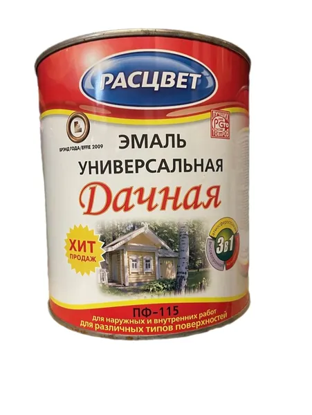 Эмаль универсальная Дачная пф-115 Уголек (черный) 2.7кг Расцвет. Товар уцененный