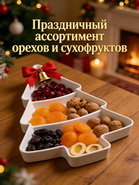 KeyHaven Тарелка десертная "Тарелка поднос для закусок Рождественская елка Разделенная тарелка с сухофруктами Домашние закуски, конфеты из орехов и семян ленивый человек 25.4 см 1 шт" 25.4 см 1 шт белый