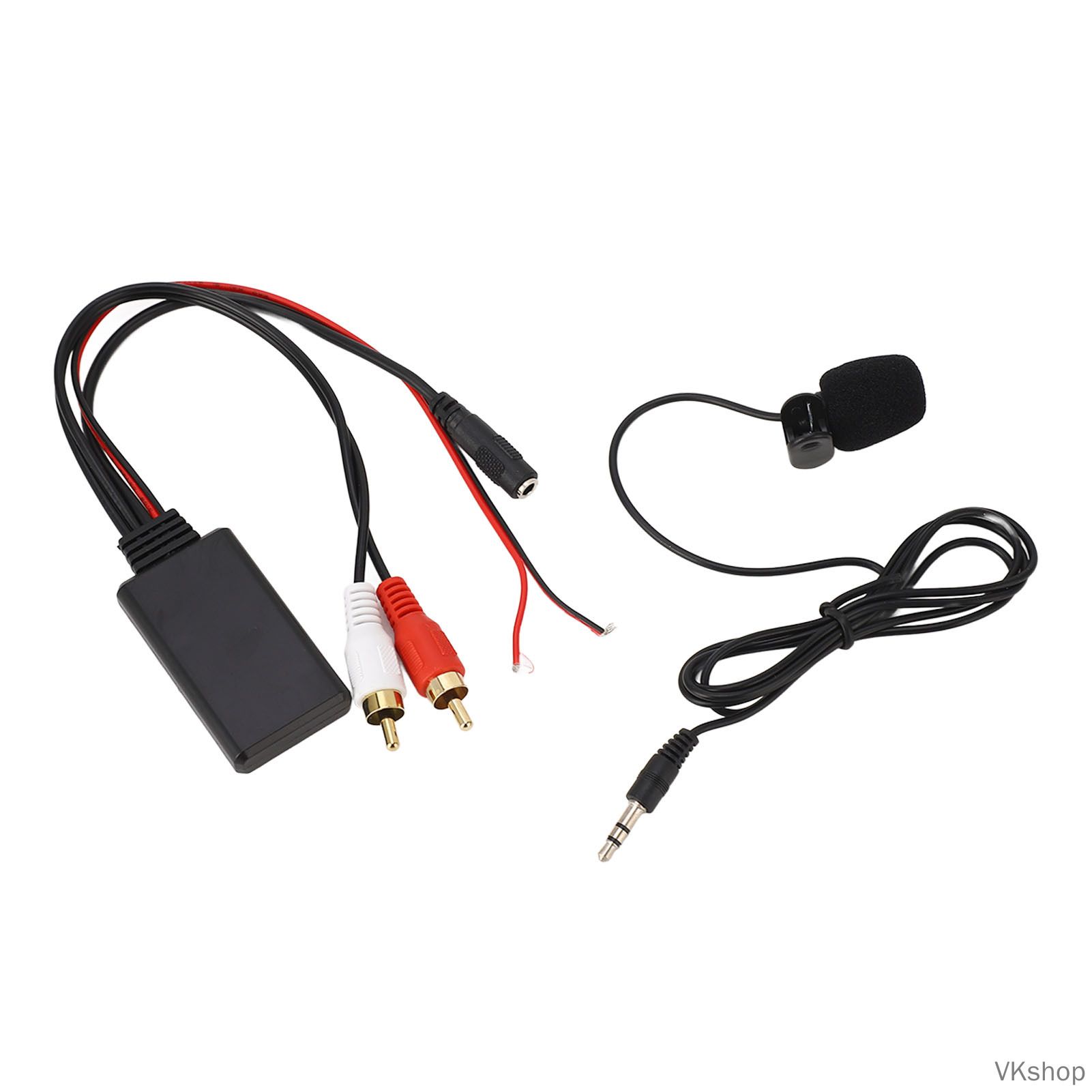 Модуль для голосовых вызовов с микрофоном и кабелями RCA, совместим с автомобильными радио, выполнен из черного пластика ABS