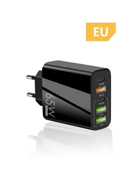 Многопортовое настенное зарядное устройство USB C мощностью 65 Вт, PD QC3.0, Быстрая зарядка, Универсальный штекер для телефона, планшета, ноутбука, путешествий, домашнего использования