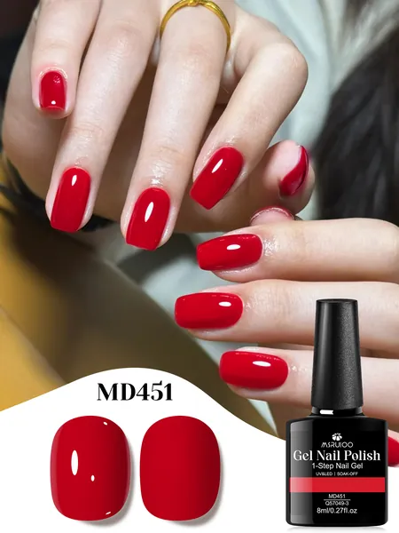 Одношаговый гель-лак 8ml: Три в одном: база, цвет и топ-покрытие. Длительный эффект, прочные ногти без сколов, блестящий маникюр салонного качества, лак для ногтей,для арт-маникюра UV/LED