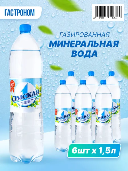 Омская-1 Вода Минеральная Газированная 1500мл. 6шт