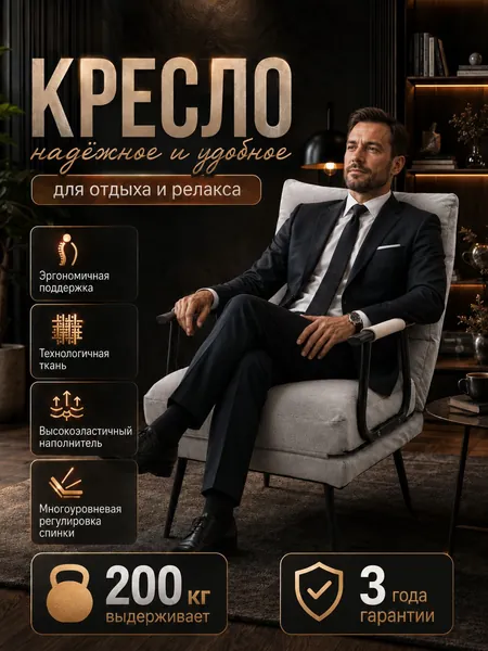 Кресло , 1 шт., 55х65х97 см
