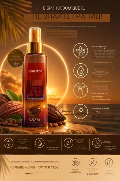 Wencileyn Bioceline Bronzer масло для интенсивного загара, обеспечивает сияющий эффект и глубокий оттенок кожи. Средство для тела объемом 150 мл, быстро впитывается, придает естественный бле