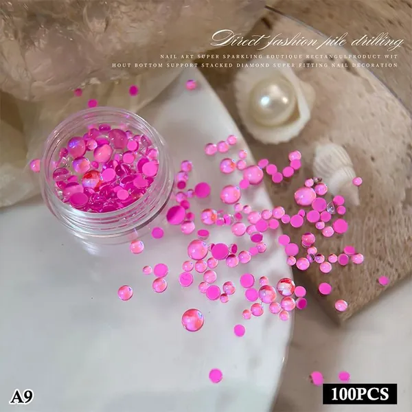 Бусины-шармы для дизайна ногтей 3D, полукруглые, разноцветные, 1 коробка