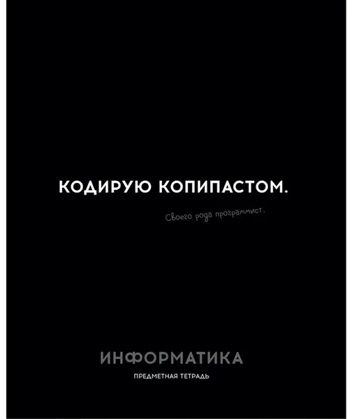 Школьная предметная тетрадь "ИНФОРМАТИКА. ОСТРОУМИЕ И ОТВАГА" в клетку со справочным материалом, тетрадь для записей в мягкой обложке из мелованного картона, канцелярия для школы, 48 листов