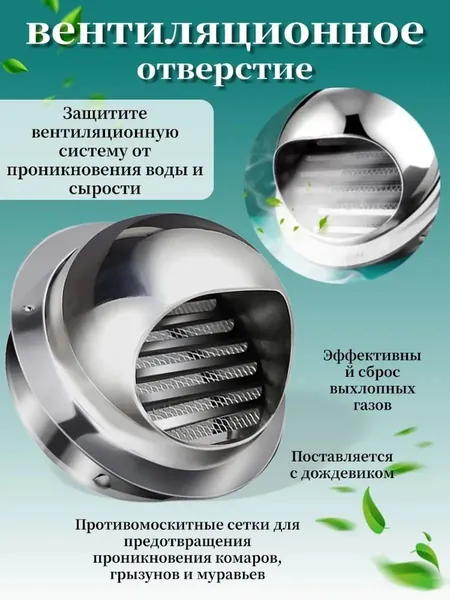 Выход стенной металлический с решеткой и сеткой, 304 нержавеющей стали,D120mm