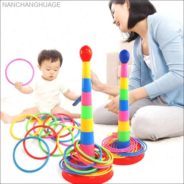 Кольцеброс детский игровой набор (1 башня + 12 кругов)
