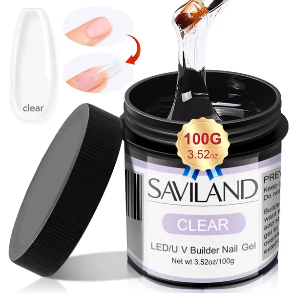 Прозрачный гель для наращивания ногтей SAVILAND - 100 г/3,5 унции, Гели-конструкторы большой емкости для укрепления ногтей, для нейл-арта своими руками, для домашнего маникюра