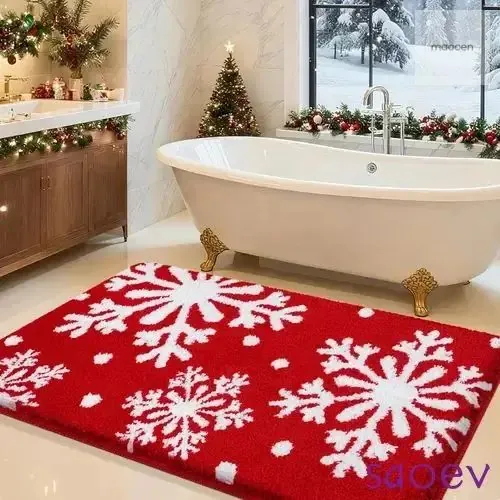 Коврики для ванной комнаты IM HOME Christmas, 30"x20", ультрамягкие, толстые, пушистые, из микрофибры, впитывающие, с нескользящей основой, пригодные машинной стирки, пола в , праздничны