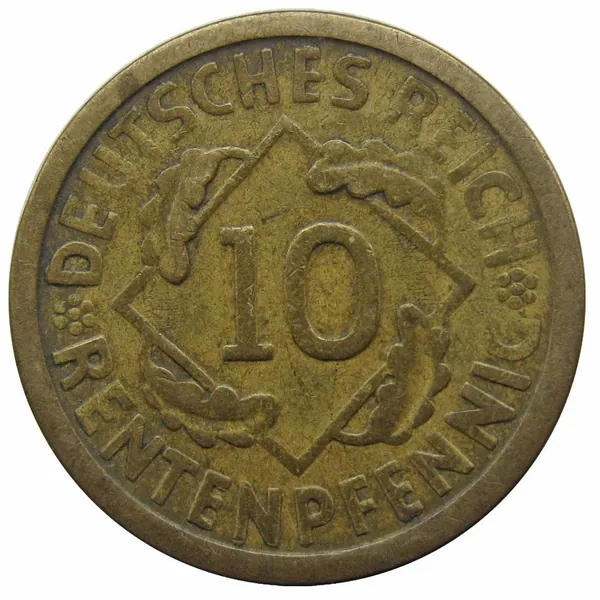 Старинная монета Германии 10 пфеннигов (renten) 1924 г. A