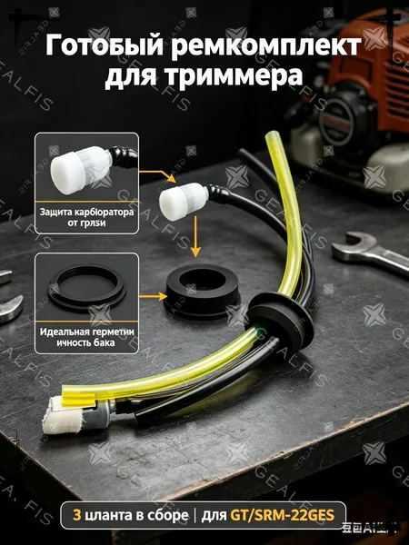 Топливный шланг в сборе с фильтром и сапуном, ремкомплект топливной системы для бензокосы и триммера, трубка бензобака для моделей GT-22GES SRM-22GES, запчасти для садовой техники