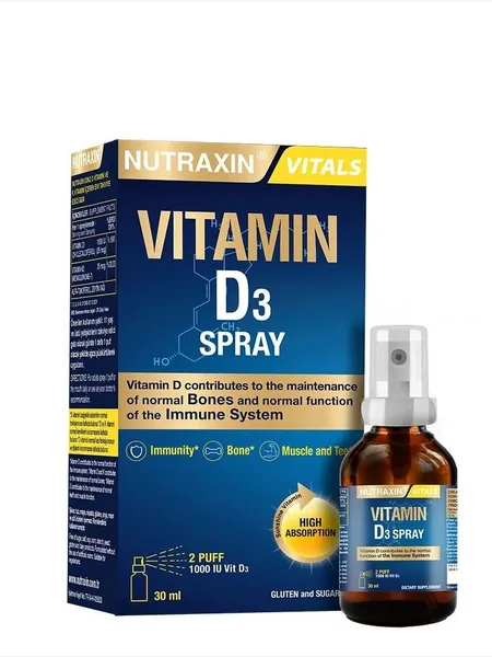 Nutraxin Vitamin D3 Спрей 1000 МЕ 30 мл Поддержка иммунитета и здоровья костей