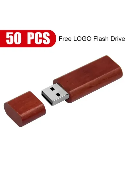 Набор USB-флешек 128 ГБ деревянные 50 шт Красный, 32