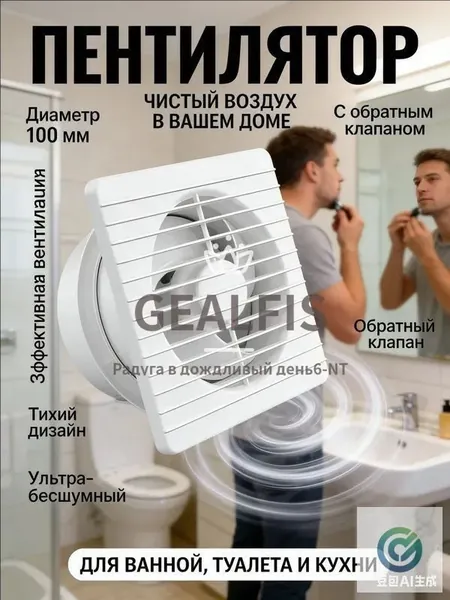 Бесшумный вытяжной вентилятор 100 мм для детской и спальни, тихая вытяжка с обратным клапаном, осевой прибор для чистого воздуха белый