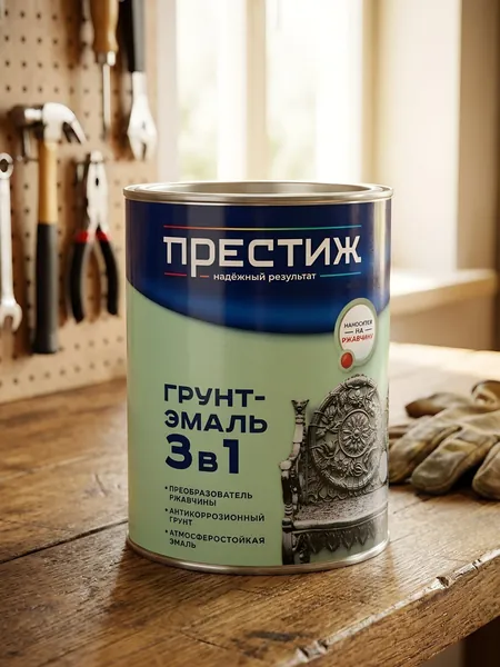 Престиж, Грунт-эмаль, по ржавчине, алкидная, красная, 0.9 кг