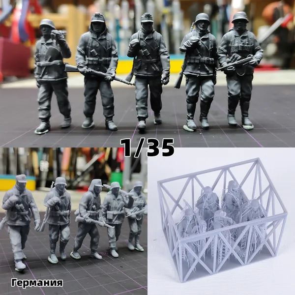 3Dпечать, фигурки солдат из смолы, немецкие модельнаборы, масштаб 1/35, неокрашенные, требуют самостоятельной сборки