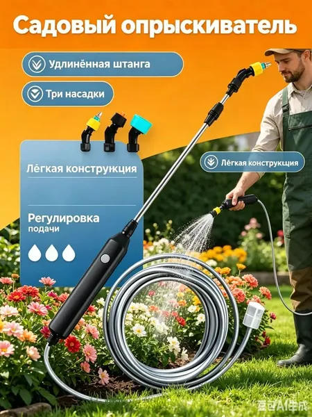 Форсунка опрыскивателя аккумуляторный дальность 5 м стационарный 3 шт