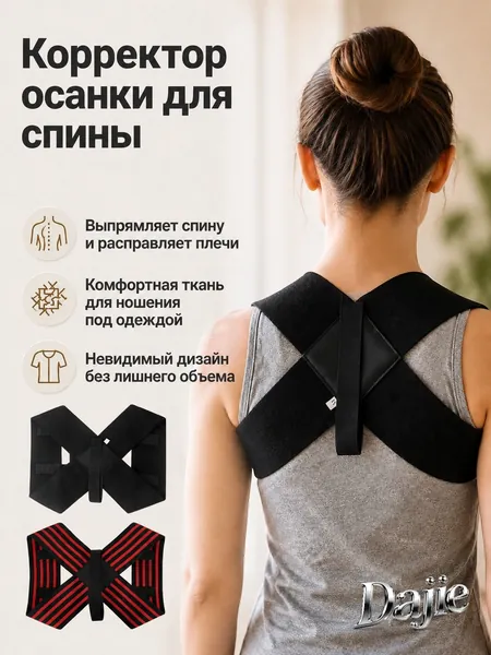 Корректор осанки мужской, размер XL, черный, из эластичного дышащего материала для выпрямления спины и раскрытия плеч