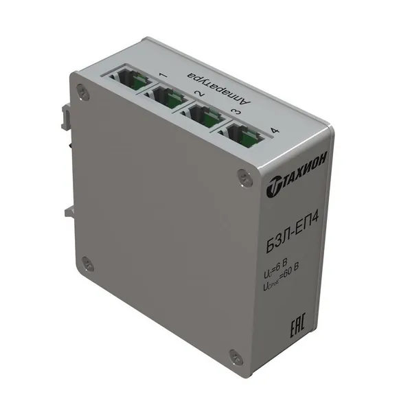 Блок защиты от импульсных перенапряжений 4-х портов локальной сети ethernet 10 base-t/100 base-tx/1000 base-t, на din-рейку, ip20