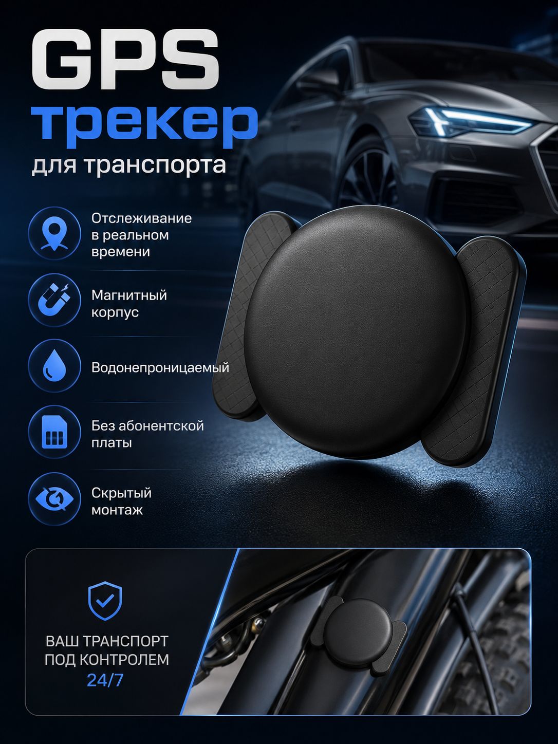ZEPARO GPS трекер для транспортных средств, мини-устройство для отслеживания в реальном времени с магнитным корпусом, водонепроницаемое, без абонентской платы, идеален для скрытого монтажа