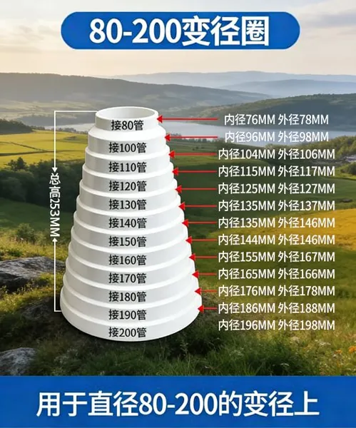 Переходник для вытяжки 80 200 мм, ABS-пластик