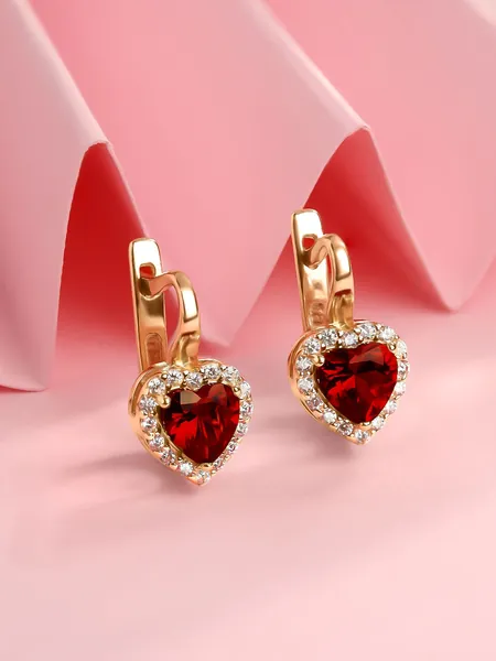 Серьги сердечки серебро 925 пробы