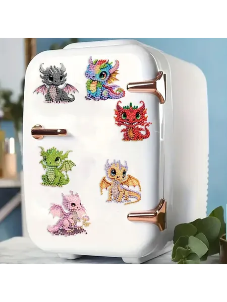 6шт Аcrylic Дракон diy алмазы наклейки для холодильника