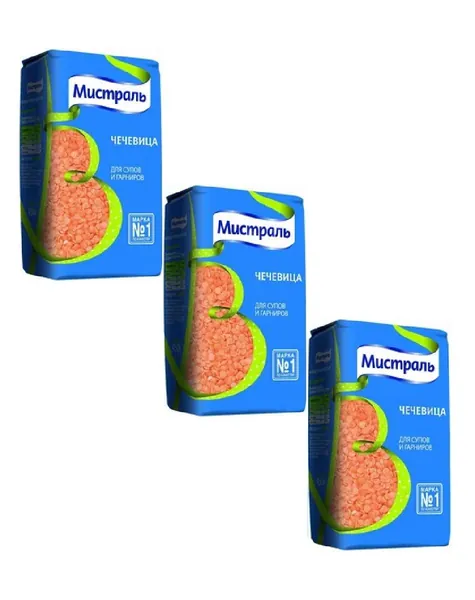 Чечевица красная Мистраль колотая для супов и гарниров, 450 г х 3 шт