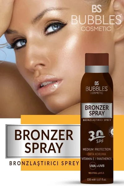 BS интенсивный бронзирующий спрей для тела, без красителей, с пантенолом и витамином Е. Средство для глубокого и ровного загара, 150 мл. Увлажняющая формула для сияющей кожи, защита и питани